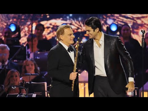 Matteo Bocelli sing Schubert's Ave Maria, accompanied at the flutist Andrea Griminelli