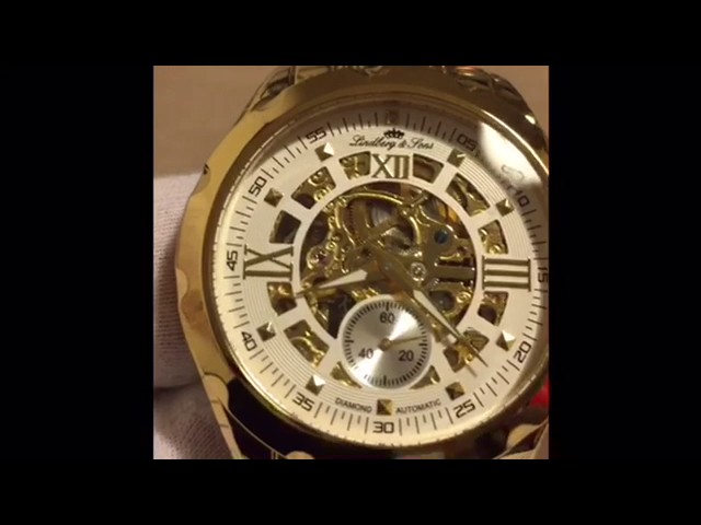 Vídeo relacionado con Lindberg & Sons SK14H029 - Reloj mecanico automatico analogico de Pulsera con Diamante Real para Hombre, diseño Esqueleto, Acero Inoxidable, Dorado