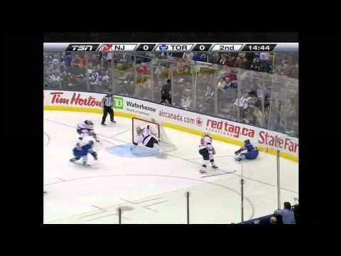 Devils @ Maple Leafs  - The Highlights - With Huge Reimer Saves - 110210