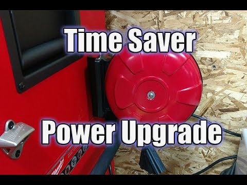 Southwire Retractable Cord Reel on Milwaukee 46" Tool Box