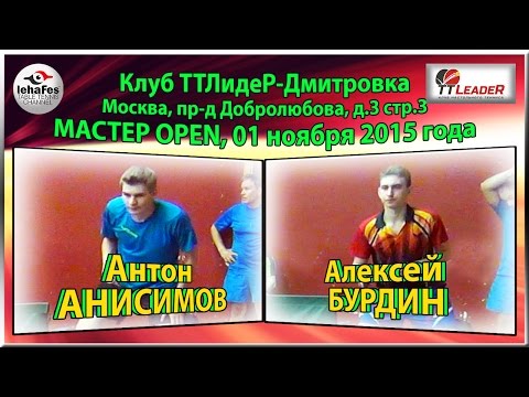 ТТЛидеР Мастер-OPEN Алексей БУРДИН - Антон АНИСИМОВ table tennis настольный теннис