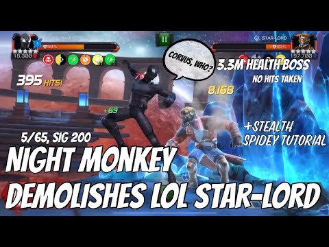 Spider-Man (Stealth Suit) SOLOs Labyrinth Starlord, With Tutorial - Marvel Contest of Champions