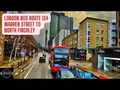 8°C/46.4°F Rain London Bus134  Ride Warren Street to Tally Ho with real background sounds