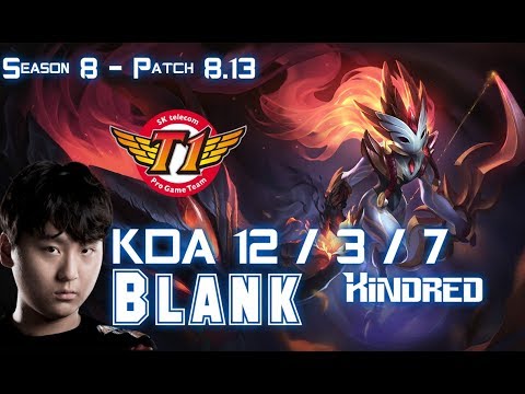 SKT T1 Blank KINDRED vs LEE SIN Jungle - Patch 8.13 KR Ranked