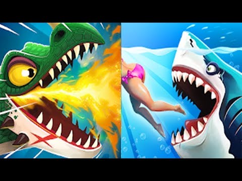 Hungry Shark World VS Hungry Dragon - ALL SHARKS & DRAGONS UNLOCKED 2021 - NEW UPDATE HUNGRY DRAGON
