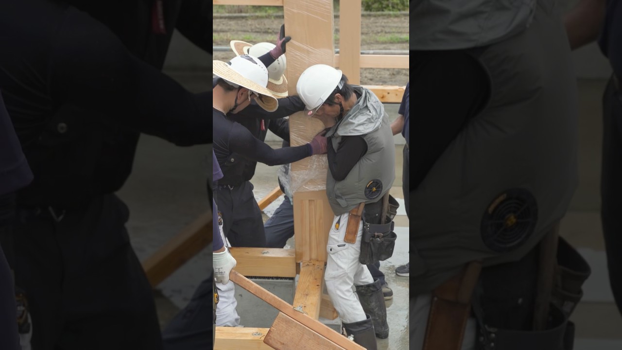 【大黒柱の四方差し】#大工 #伝統建築 #建て方 #carpenter #woodworking