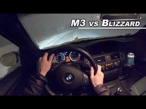 BMW M3 VS BLIZZARD - Snow Storm Night Drive (POV)