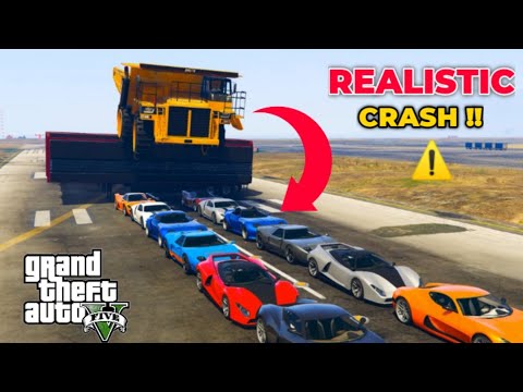 Crashing Millions worth of Supercars using Brute Dump Truck - GTA 5 - Realistic crash mod.