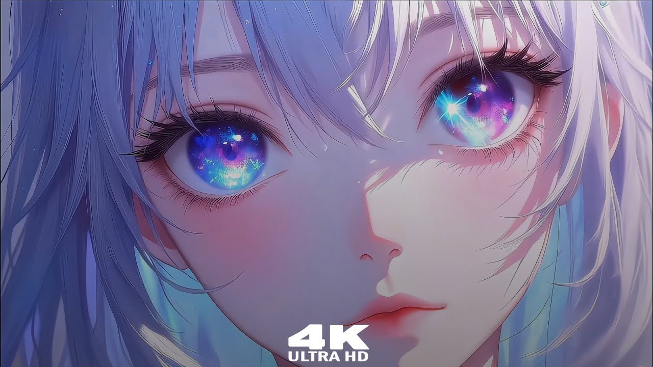 1 Hour loop 4k Cute Girl With Galaxy Vibe Eyes Live Wallpaper & Screensaver #anime #wallpaper