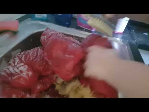 washing red moncler in sink