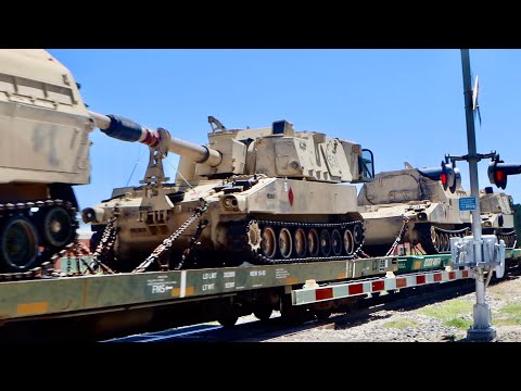 A Military Heavy Equipment Train Rolls Through Marfa, Texas
