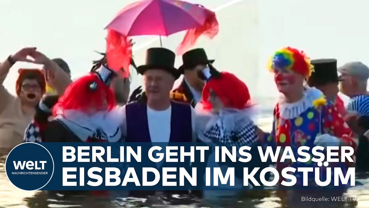 EISBADEN IN BERLIN: Nichts für Frostbeulen! Hunderte steigen freiwillig ins Eiswasser