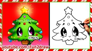 Easy Drawings - How to Draw Christmas Tree - Cute Christmas Stuff Things Top Drawing Videos Fun2draw