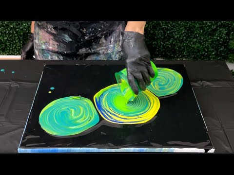 Painting Lemon Lime Acrylic Pour Abstract