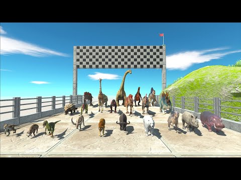 SPEED RACE GARDEN ALL DINOSAURS vs ANIMALS - Animal Revolt Battle Simulator