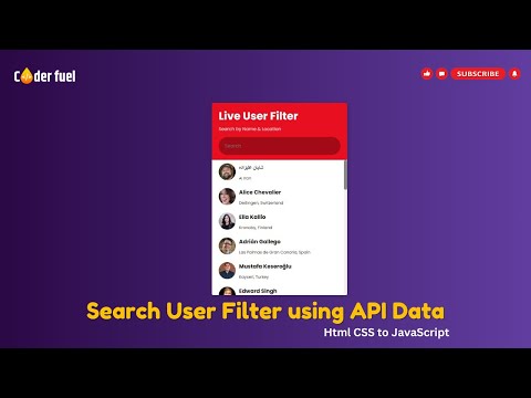 Search Filter With Api Data Using Html Css To Javascript