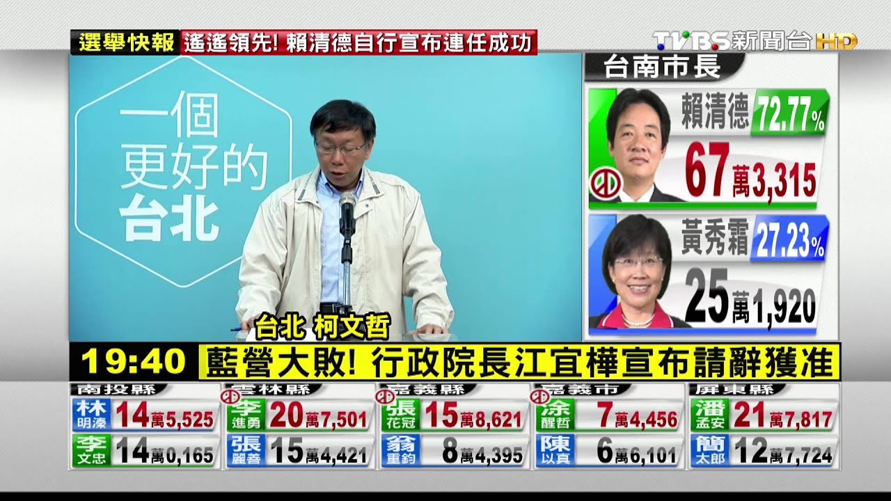 柯文哲當選台北市長感謝全文