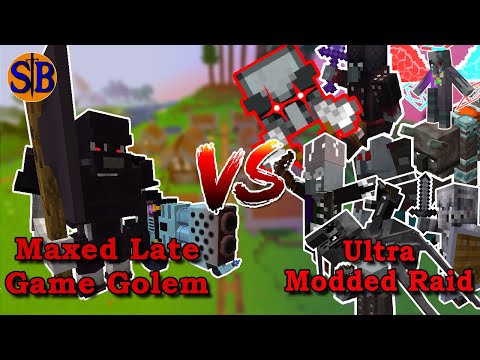 Can the Late Game Golem defeat an Ultra Modded Raid 1.19 | Minecraft Mob Battle