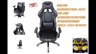 ELITE Gaming-Stuhl DESTINY, Rücken- und Nackenkissen, Wippmechanik, bis  170kg, Sitzhöhe 45-55, MG200 (Schwarz/Grün) bei Marktkauf online bestellen