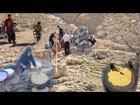 Nomadic Life in the Mountains | Carrying Building Blocks Across the River to Build Our Home 🏔️🌊