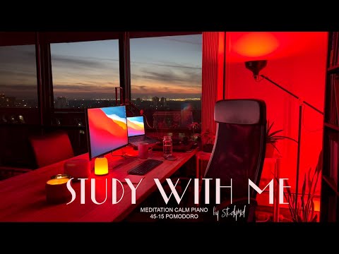 Meditative Calm Piano 🌅 | 2-HOUR STUDY WITH ME | Pomodoro 45-15
