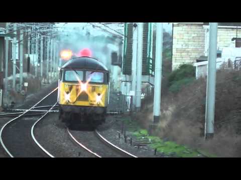 Colas 56105 6J37 Carlisle-Chirk Loaded Log Train,Hest Bank 22nd November 2013