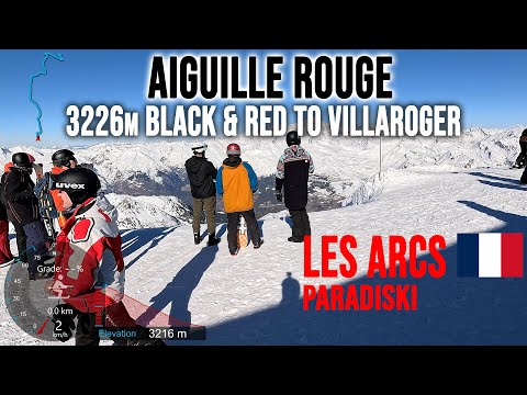 [4K] Skiing Les Arcs, Aiguille Rouge 3226m Black & Red to Villaroger, Paradiski France, GoPro HERO13