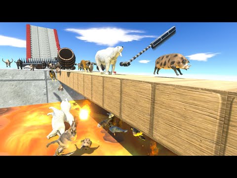 Run and Cross the Bridge over Lava - Animal Revolt Battle Simulator