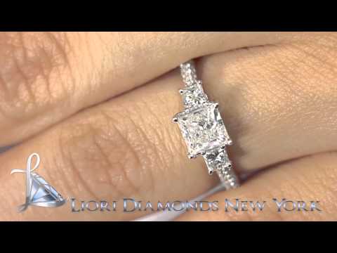 ER-SOLD-158 - 1.71 Carat F-SI1 Three Stone Princess Cut Diamond Engagement Ring 18k White Gold