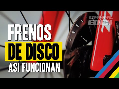 Part of a video titled ¿Cómo funcionan los frenos de disco de una bicicleta? - YouTube