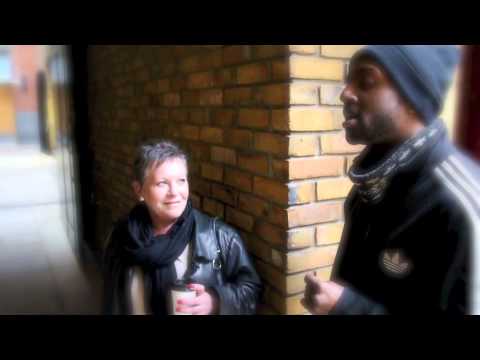 BBC The Voice's Trevor francis sings aint no sunshine to a lady on her lunch break