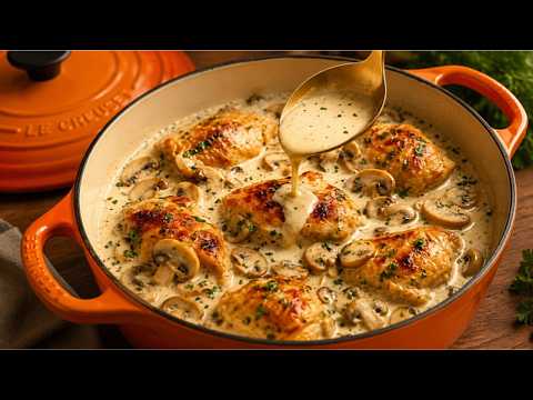 Poulet aux champignons que je prépare 3 fois par semaine ! 😋 C'est toujours un succès !