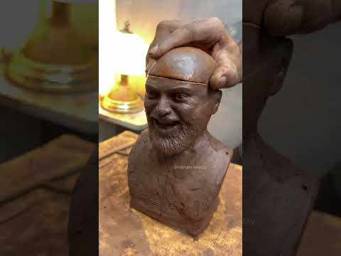 Prepairing sculpture for firing process.#art #sculpture #artist #murtimaking #faceportrait #statues
