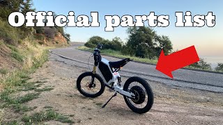 Official enduro ebike parts list!