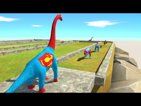 SUPER MAN BRACHIOSAURUS DEATH RUN TOUR - Animal Revolt Battle Simulator