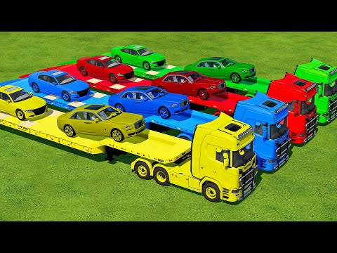 TRANSPORTING ROLLS ROYCE & DODGE CHARGER CARS WITH SCANIA TRUCKS - Farming Simulator 22