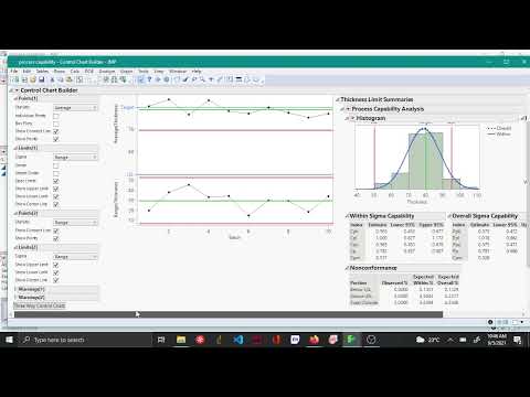Process capability and performance index using control chart builder - JMP