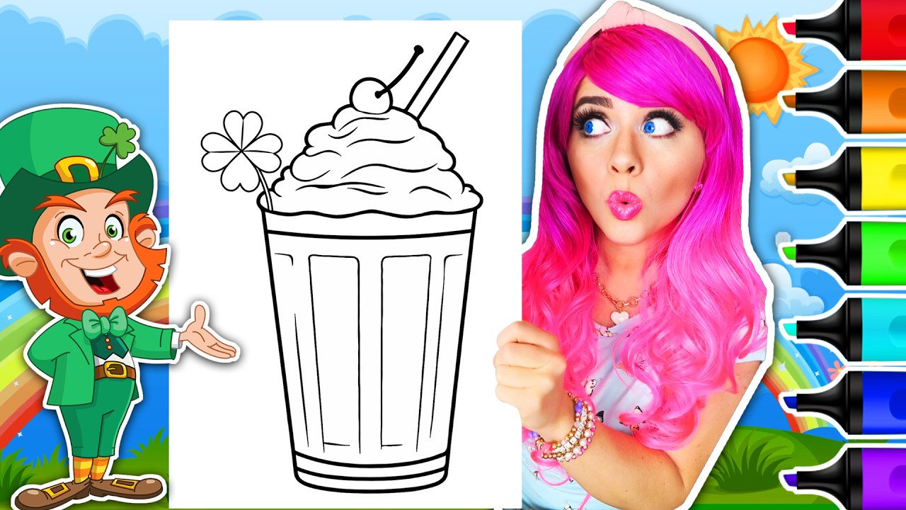 Coloring a Shamrock Milkshake | Lucky Leprechaun St. Patrick's Day Coloring Book | Arrtx Markers