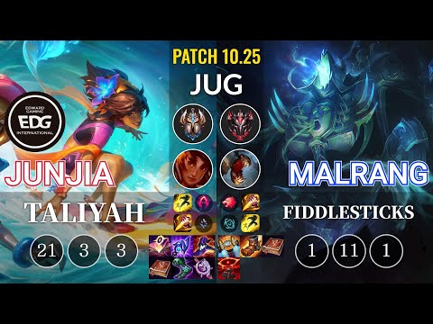 EDG JunJia Taliyah vs Malrang Fiddlesticks Jungle - KR Patch 10.25