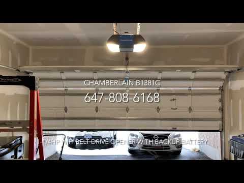 Chamberlain B1381C 1.25HP Wifi Belt Drive Corner to Corner LED Lighting Opener with backup battery
