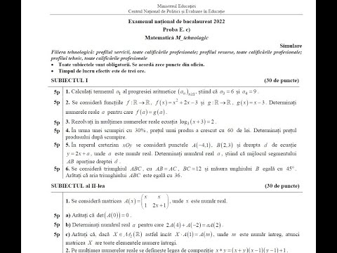 Simulare Bacalaureat 2022 - Tehnologic