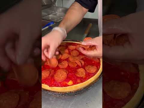 How REAL CHICAGO STUFFED PIZZA is made! #deepdishpizza #foodporn