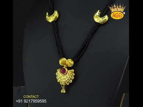Golden necklace set artificial three line javmani fancy haar...
