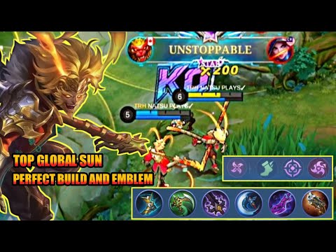 TOP GLOBAL SUN PERFECT BUILD AND EMBLEM SUPER SAKIT DAMAGE 🔥 MLBB