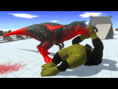 4x BATMAN GORO vs DEADPOOL BRACHIOSAURUS vs RED BATMAN T-REX - Animal Revolt Battle Simulator