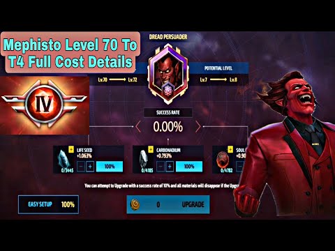 Mephisto Level 70 To T4 Full Cost Details - Marvel Future Fight