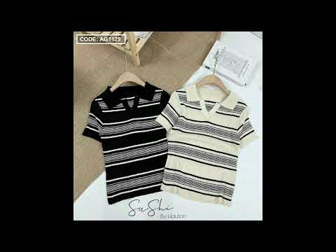 Mua sỉ áo len nữ sọc cổ bẻ siêu hot