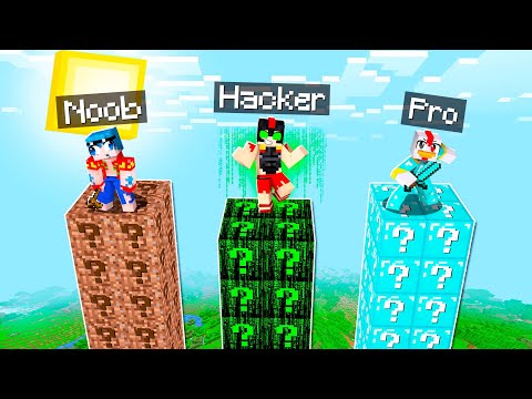 ¿PUEDES SOBREVIVIR a la TORRE MÁS ALTAS de LUCKY BLOCK? 😂😱 NOOB vs PRO vs HACKER ❓ MINECRAFT