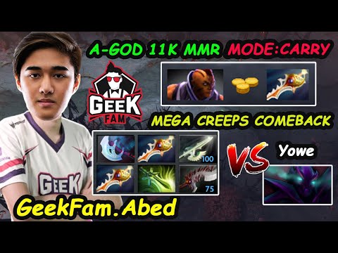 Abed Epic Mega Creeps Comback [Anti Mage]  11K MMR  Mode Carry vs Yowe Dota 2 Perspective  Gameplay