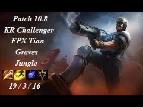 FPX Tian - Graves Jungle vs Nidalee - KR Challenger 739 LP - Patch 10.8